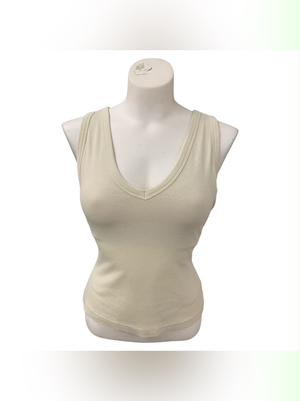 OGL Ribbed V-Neck Tank Top - Ivory Size S